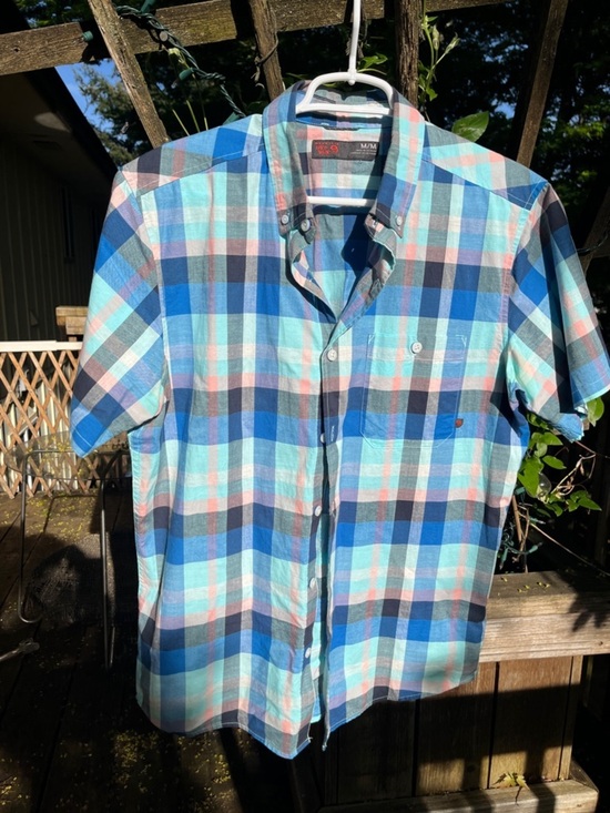 Mountain Hardwear Other - Mountain Hardwear Men’s Medium Blue Plaid Short Sleeve Button Down Cotton Shirt
